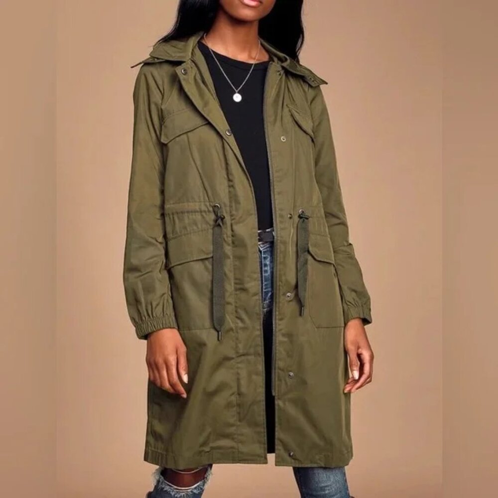 Avec Les Filles Womens Right On Time Anorak Water Resistant Jacket Size XS Olive